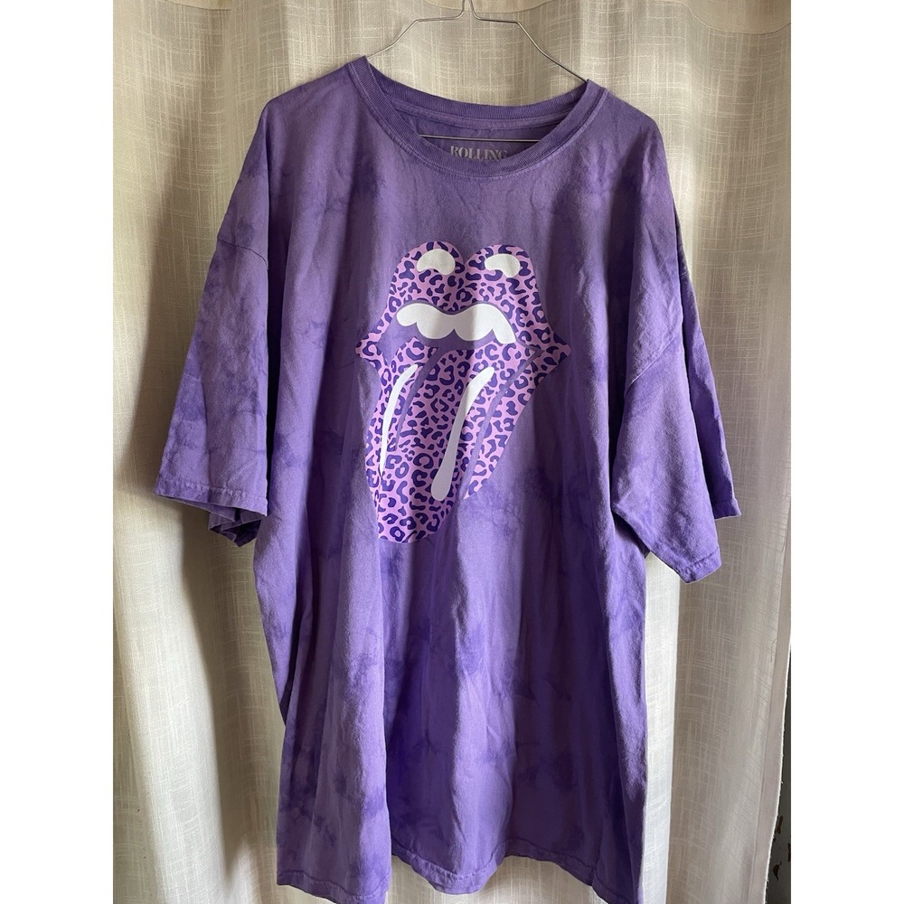 Men's XL The Rolling Stones Purple Cheetah Mouth T-Shirt